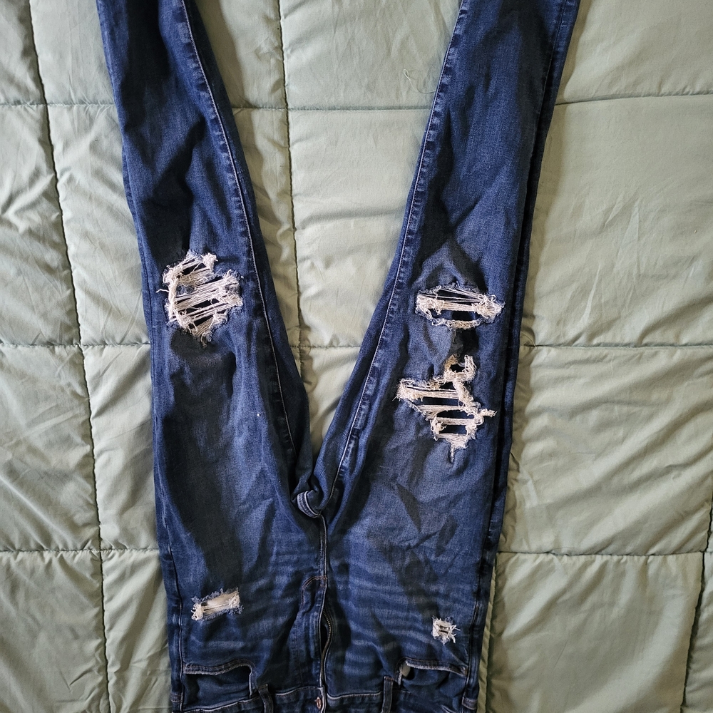 American Eagle Outfitters Ripped Dark Blue Skinny Jeans